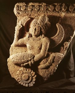 Relieve que representa a Dampati, Maurya de Indian School